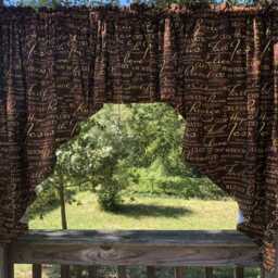 Christian Valance - Brown Kitchen Curtain Farmhouse Faith Inspirational Gift Window Topper 3Pc Swags - thumbnail 2