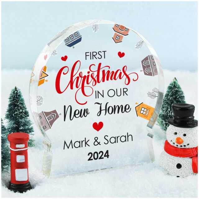 Our New Home Christmas Gift, First Ornament, Snowglobe Decoration, Home, House Christmas, With Grey Bag - image 1