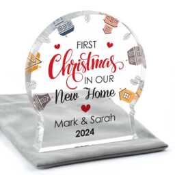 Our New Home Christmas Gift, First Ornament, Snowglobe Decoration, Home, House Christmas, With Grey Bag - thumbnail 2