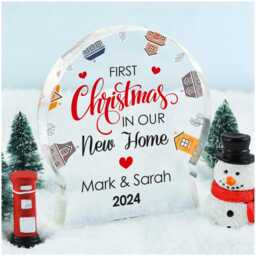Our New Home Christmas Gift, First Ornament, Snowglobe Decoration, Home, House Christmas, With Grey Bag - thumbnail 1
