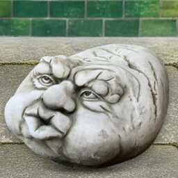 Blowing Face Statue Concrete Figurine Outdoor Funny Sculpture Handcrafted Patio Ornament Stone Garden Decoration Cement Art - thumbnail 4
