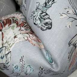 Decorative Floral Cushion Cover , Blue Orange Throw Pillow For Sofa Bed Living Room Contemporary Home Decor - Double Sided - thumbnail 2