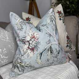 Decorative Floral Cushion Cover , Blue Orange Throw Pillow For Sofa Bed Living Room Contemporary Home Decor - Double Sided - thumbnail 1