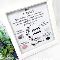 Personalised Aquarius Zodiac Crystal Picture Frame, Handmade Astrology Decor - thumbnail 2