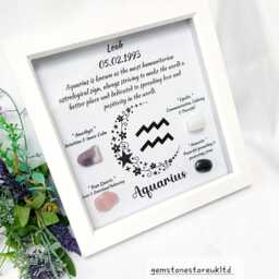 Personalised Aquarius Zodiac Crystal Picture Frame, Handmade Astrology Decor - thumbnail 1