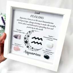 Personalised Aquarius Zodiac Crystal Picture Frame, Handmade Astrology Decor - thumbnail 4