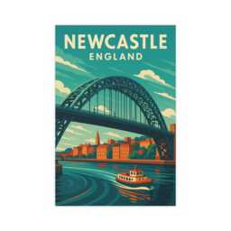 Newcastle England Art Print - Retro Tyne Bridge Travel Poster - thumbnail 2