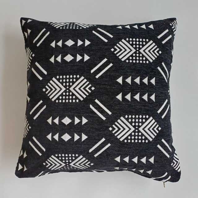 Moroccan Velvet Cushion Cover, Handmade Brocade Black Pillow Case, Decorative 20''x20''/50x50 cm - image 1