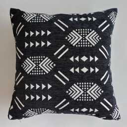 Moroccan Velvet Cushion Cover, Handmade Brocade Black Pillow Case, Decorative 20''x20''/50x50 cm - thumbnail 4