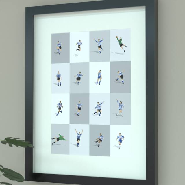 Sheffield Wednesday Legends Illustrated Art Print - Owls Icons Poster Gift - image 1
