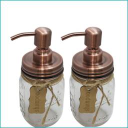 50 Packs Copper 304 Stainless Steel Diy Mason Jar Lid Rust Proof Liquid Soap Dispenser Pump Kit With Tube & Collar No Jars - thumbnail 2