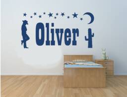 Personalised Name, Matt Vinyl Wall Art Sticker Decal, Mural, Cowboy, Wild West. Children's Bedroom, Playroom, Nursery. Home, Decor
