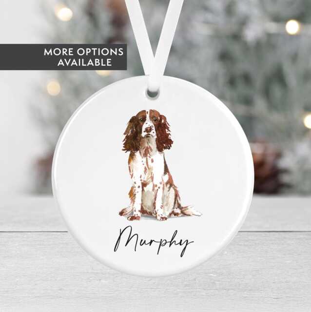 Personalised Dog Bauble - Springer Spaniel Cockapoo Pug Beagle Dachshund Ceramic Round Pet Gift Ornament - image 1