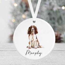 Personalised Dog Bauble - Springer Spaniel Cockapoo Pug Beagle Dachshund Ceramic Round Pet Gift Ornament - thumbnail 2
