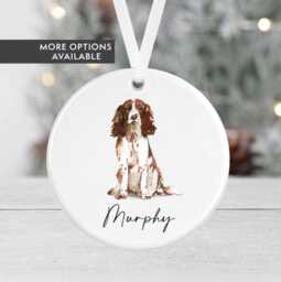 Personalised Dog Bauble - Springer Spaniel Cockapoo Pug Beagle Dachshund Ceramic Round Pet Gift Ornament - thumbnail 1