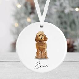 Personalised Dog Bauble - Springer Spaniel Cockapoo Pug Beagle Dachshund Ceramic Round Pet Gift Ornament - thumbnail 3