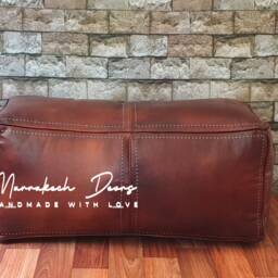 Rectangular Leather Pouf - Customizable Rectangular Leather Pouf Ottoman Handcrafted Loung - thumbnail 3