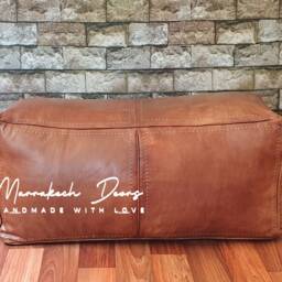 Rectangular Leather Pouf - Customizable Rectangular Leather Pouf Ottoman Handcrafted Loung - thumbnail 2