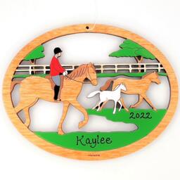 Personalized Horse Rider Equestrian Christmas Ornament - Wood, Laser Cut, Hand Painted - thumbnail 2