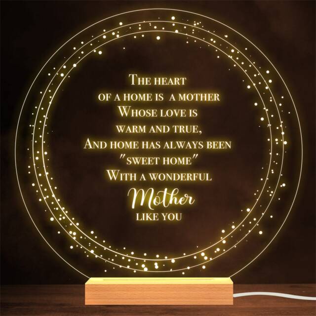 Poem For Mum Mother's Day Round Personalised Gift Lamp Night Light - image 1