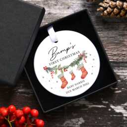 Personalised Baby Bump Ornament, Expecting Parents Christmas Bauble, Pregnancy Decoration, Gift For To Be - thumbnail 1