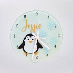 Personalised Cartoon Animal Kids Clock - Children's Nursery/Bedroom Playroom Toddler Gifts Penguin Panda Giraffe Tiger Fox - thumbnail 1