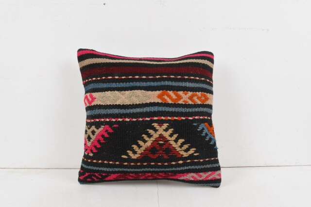 Handmade Turkish Kilim Pillow Organic Wool Aztec Throw Pillow - 16x16 - image 1