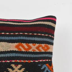 Handmade Turkish Kilim Pillow Organic Wool Aztec Throw Pillow - 16x16 - thumbnail 3