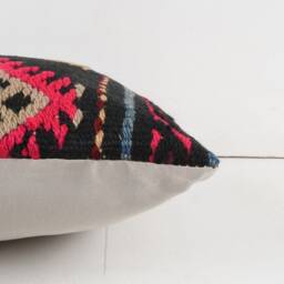 Handmade Turkish Kilim Pillow Organic Wool Aztec Throw Pillow - 16x16 - thumbnail 4