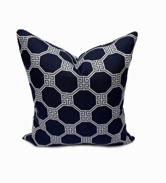 Schumacher Octavia Navy Blue Double Sided Cushion Cover Pillow - image 1