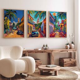 Set Of 3 Cuba Travel Prints, Posters, Havana Print, Cuban Decor, Caribbean Wall Art, Latin Tropical Art - thumbnail 2
