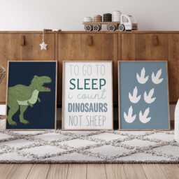 Dinosaur Nursery Prints T-Rex, Footprints, Quote, Set Of 3 - thumbnail 3