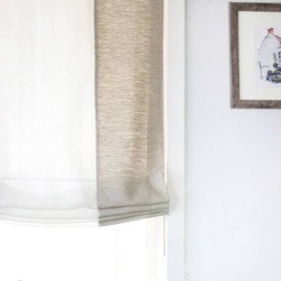 Natural & White Two-Tone Linen Relaxed Roman Shade, Cl1010 - thumbnail 3