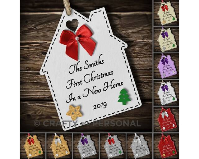 Personalised Family's First 1st Christmas in Our New Home Bauble Wooden Tree Ornament Gift Keepsake - image 1