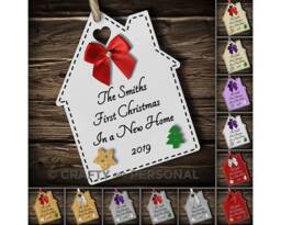 Personalised Family's First 1st Christmas in Our New Home Bauble Wooden Tree Ornament Gift Keepsake - thumbnail 1