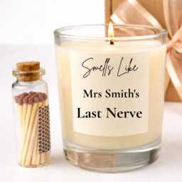 Funny Teacher Gift - Personalised Last Nerve Candle End Of Term Thank You Present - thumbnail 3