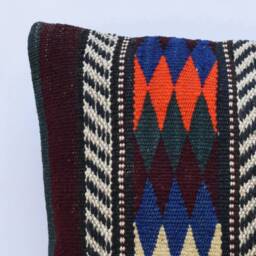 striped Pillow Turkish Boho Kilim Cover Bohemian 40x40 Navajo - thumbnail 2
