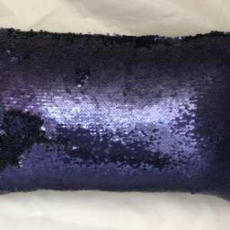 Navy Blue Sequin Pillow, Sequin Pillow Cover, Throw Decorative Pillow, Blue Lumbar Cover - thumbnail 2