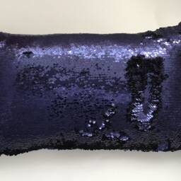 Navy Blue Sequin Pillow, Sequin Pillow Cover, Throw Decorative Pillow, Blue Lumbar Cover - thumbnail 3