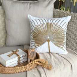 Nature & Floral Pattern Beaded Ivory Art Silk Pillow Sham, 24x24/26x26, Modern Style Euro Square Pillowcase - Love Grows On Trees - thumbnail 2