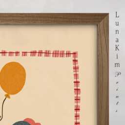 Elephant With Balloon Nursery Print Cute Animal Wall Art For Kids Room Playroom Or Toddler Bedroom Whimsical Illustration Decor - 25 - thumbnail 2