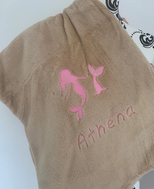 Personalised Children's Blanket - Plush Fleece Embroidered Mermaid - image 1