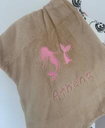 Personalised Children's Blanket - Plush Fleece Embroidered Mermaid