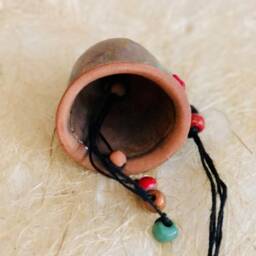 Handmade Terracotta Christmas Bell Holly Berry Glitter Wall Hanging - thumbnail 4