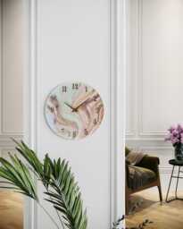 Pink Marble Epoxy Resin Wall Clock, Elegant Home Decor