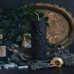 Black Baroque Candle, Ornate Gothic Victorian Gothic, Witchy Pillar Vegan Witches Candle // Oathbound - thumbnail 2