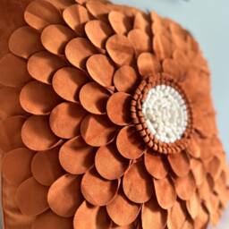 Handmade 3D Flower Velour Decorative Pillow Cover-17x17 - thumbnail 2