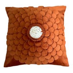Handmade 3D Flower Velour Decorative Pillow Cover-17x17 - thumbnail 1