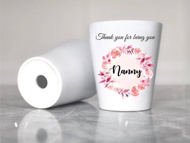 Personalised Mother's Day Flower Pot - Nanny's Gift -Thank You For Being Present Nan, Granny, Auntie Plant - image 1