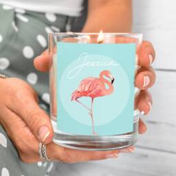 Personalized Flamingo Candle, Linen Scent, Animal Gift - thumbnail 3
